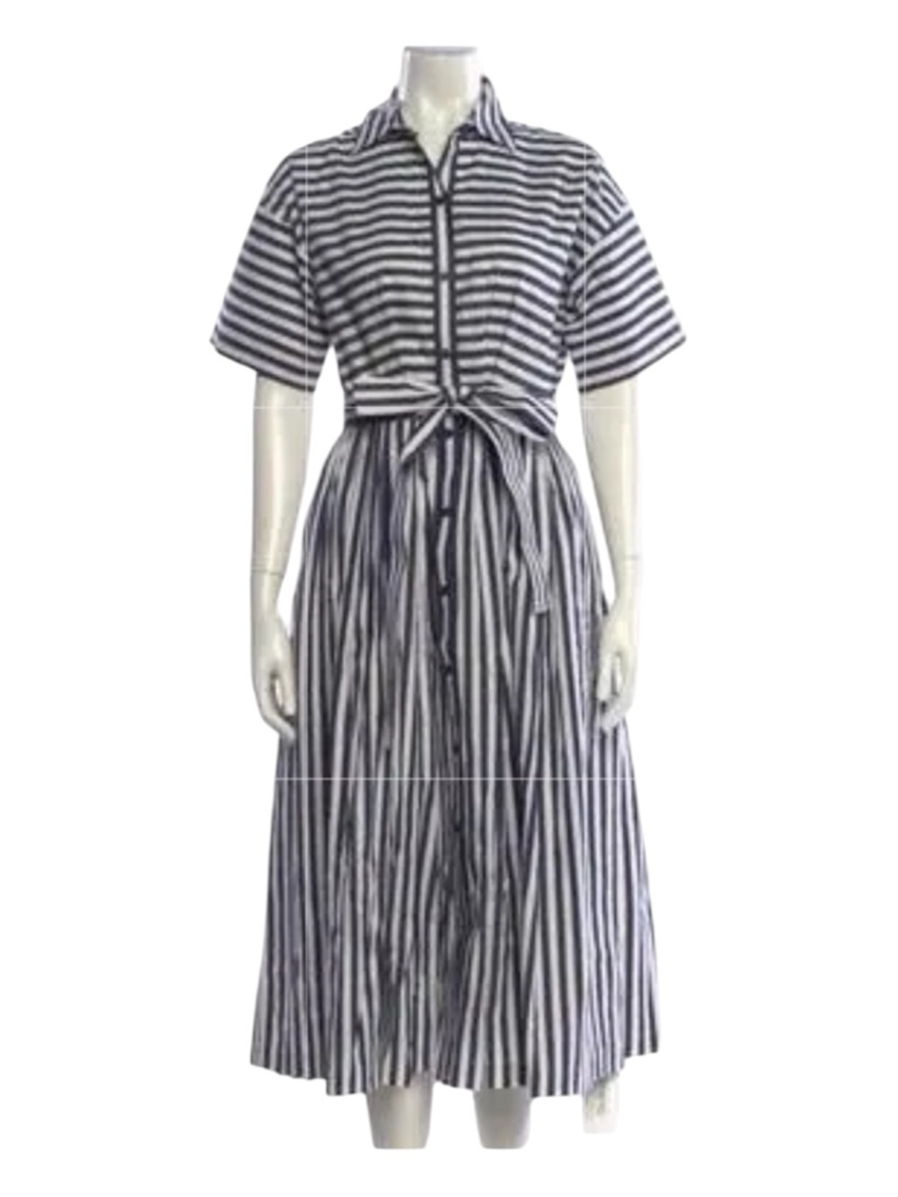 Kate Spade Midi Shirt Dress Cotton Navy White Striped Belted $368 Pockets Size L - Picture 5 of 10
